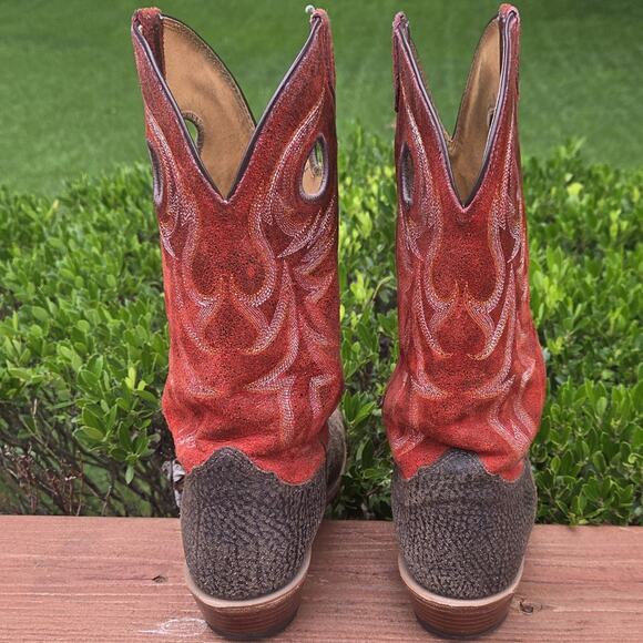 Nocona Red Dirt Country Concert Cowboy Boots USA Made Roughout Leather 9D main image 7